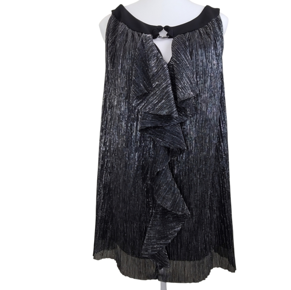 Alyx NWT Black Silver Metallic Sleeveless Lined Halter Blouse Sz L